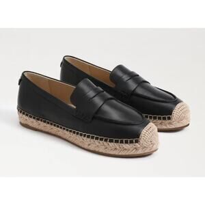 Sam Edelman Kai Espadrille Loafers Black Leather Size 7.5 NIB Casual Summer